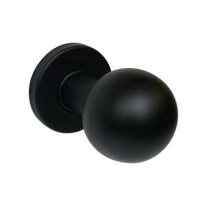 Black matte door knob, RK.KNOB.01.FIX.CE, round, stainless steel, for interior doors - Door