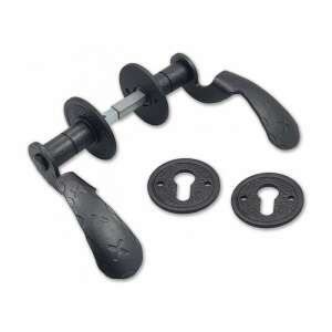 Black rustic door handle with rosette for PZ spindle - Door Knobs & Handle