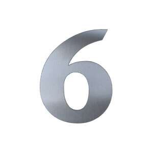 Stainless steel house number 6, 120mm, brushed finish - House Number Plate