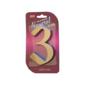 Solid brass house number 3, 125mm, gold, made in China - House Number Plate
