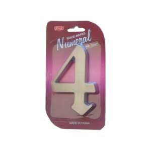 Solid brass house number 4, 125mm, gold color - House Number Plate