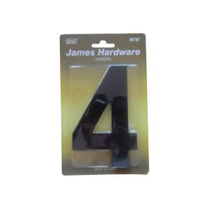 James Hardware Numeral 4, black matte finish, 152mm high, house number plate - House Number Plate