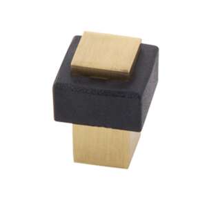 Square brass door stop with black rubber pad, OKM - Door stop