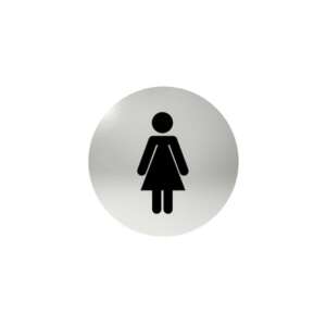 Stainless steel self-adhesive sign for ladies toilet, 76mm diameter - Sign & Warning Label