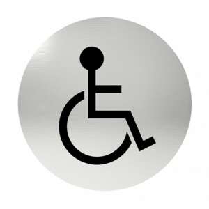 Stainless steel handicapped accessible door sign, 76mm diameter - Sign & Warning Label