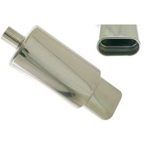 TurboWorks QDD-28 2,25" Sportdob kipufogódob, rozsdamentes acél, ovális forma, ferde nézet - TurboWorks