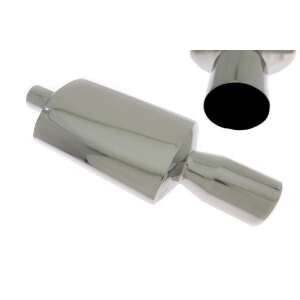 TurboWorks 12 Sportdob exhaust muffler, stainless steel, angled view - TurboWorks
