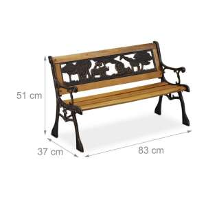 2 személyes gyerek kerti pad afrikai állat motívummal, méretei 51 x 83 x 37 cm - Kerti pad