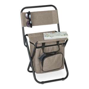 Bézs összecsukható horgászszék hűtőtáskával, ideális horgászáshoz vagy piknikezéshez - Kényelmi eszköz