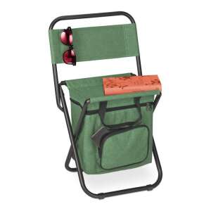 Zöld összecsukható kempingszék hűtőtáskával, tökéletes piknikekhez és szabadtéri tevékenységekhez - Kényelmi eszköz