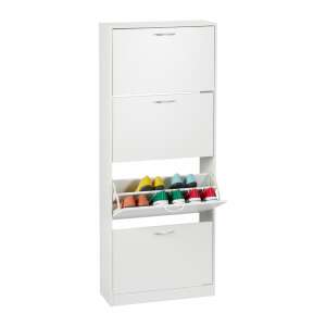 Fehér cipősszekrény 4 fiókkal és billenő ajtóval, 152x60x24 cm - Előszoba bútor