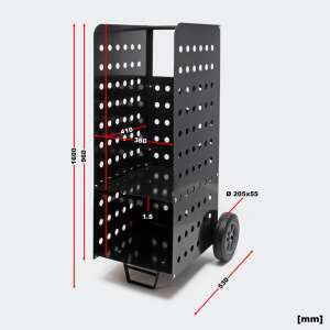 Fekete fém tűzifa állvány kerekekkel, 53x36x106 cm, 100 kg teherbírás - Tűzifa állvány