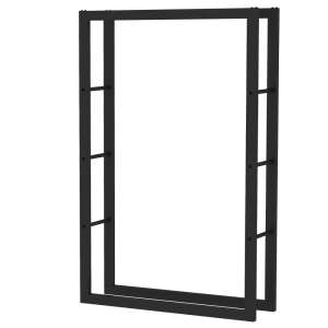 Toboli tűzifa állvány, fekete fém, 150x25x100cm - Tűzifa állvány