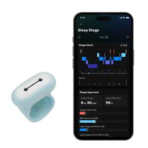 Sleepon Go2Sleep 3 Smart-Ring Schlafapnoe-Monitor App-Bildschirm mit Schlafphasen und Daten - Überwachungsgerät