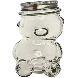 Glass bear jar with metal lid, 100ml - Food storage