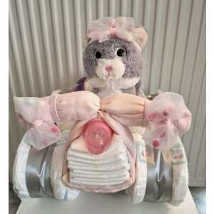 Kis cicás Quad Pelenkatorta 2-5 kg, pelentkatorony, babaváró, kelengye