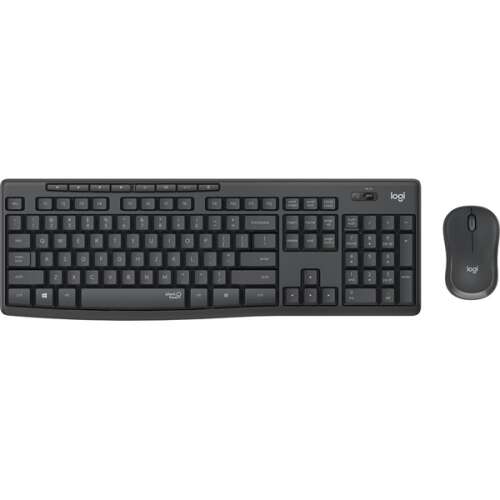 Kit wireless tastatura si mouse Logitech MK295 Silent, layout US INTL, Graphite (920-009800)