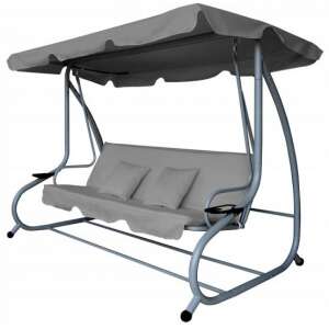 GardenLine 3 osobowa uchylna huśtawka ogrodowa z uchwytem na kubek #szary