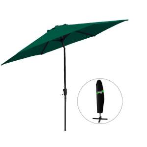 Zelený záhradný slnečník s priemerom 300 cm s nastaviteľným sklonom a výškou, vrátane čierneho poťahu - Nonbrand Slnečníky