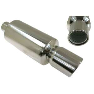TurboWorks 64 3'' Sportdob exhaust muffler, stainless steel, angled view - TurboWorks