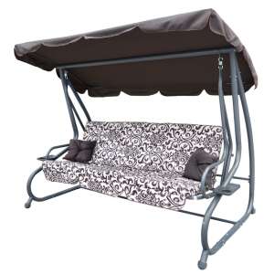 Kerti hintaágy barna mintás 214*168*114 cm masszív kivitelben