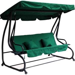 Zöld kerti hintaágy baldachinnal és párnákkal - Hintaágy