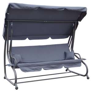 Kerti hintaágy szürke színben, baldachinnal és oldalsó asztalokkal - Hintaágy