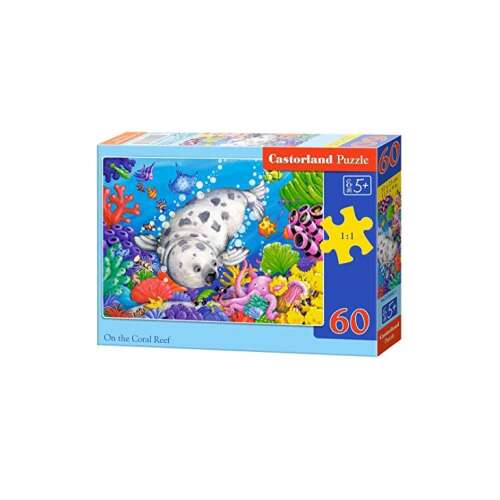 Puzzle Castorland cu 60 de piese, cu o focă pe un recif de corali