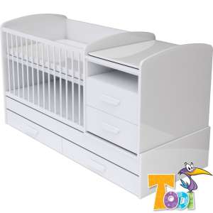 Todi Bianco kombi Kiságy pelenkázó komóddal 70x120cm #fehér