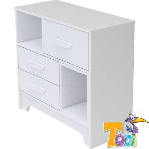 Todi Bianco 3 fiókos Komód - bordázott #fehér-fehér 30309574