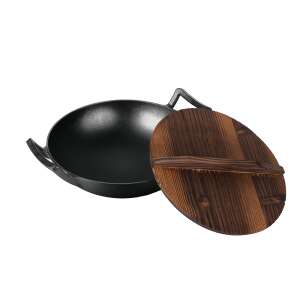 Berlinger Haus Strong Mold Series öntöttvas wok fa fedővel, 30cm, fekete - Berlinger Haus Serpenyő