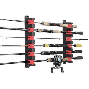 Nástenný držiak na rybárske prúty so 6 otvormi, čierny a červený, drží rybárske prúty bezpečne - Vaky na prúty a držiaky na prúty s pevným puzdrom
