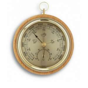 TFA - Barométer és Hőmérő Kombináció - Fa Keret - Ø121mm