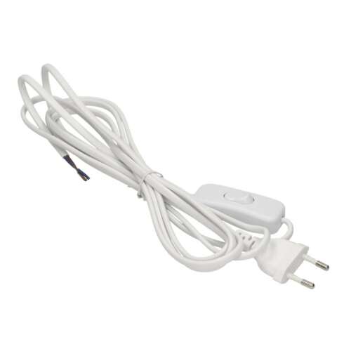 2m Fehér Hálózati Kábel Kapcsolóval - Euro Dugó