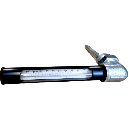 Ipari kis könyök fémtokos hőmérő alumínium benyúlóval 0-100°C 100mm