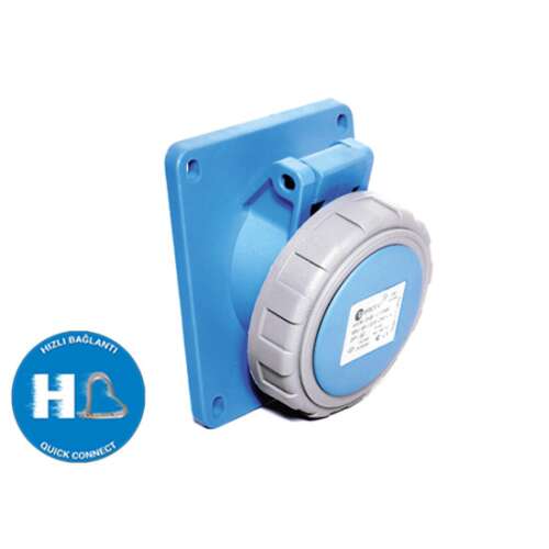 3 pólusú 16A Beépíthető Dugalj - IP67 - Gyors Bekötés