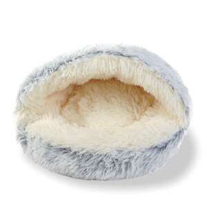 Szürke kerek macskaágy, 50 cm átmérőjű, puha plüss, kényelmes és kényelmes macskáknak - Macska fekhely