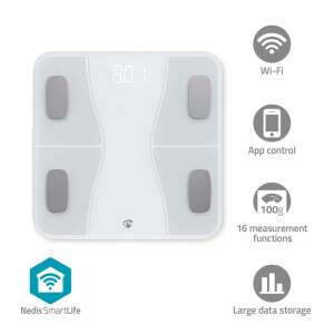 Nedis SmartLife Bluetooth Smart Scale, white, 16 measurement functions, app control, large data storage - Nedis