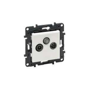 Legrand Niloé Step TV-R-SAT Wandsteckdose, weiß, Vorderansicht - Installationshilfen