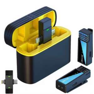 Set de microfoane lavalier wireless cu cutie de încărcare, 2 în 1, pentru Apple și Android, 48 de ore de autonomie a bateriei - Microfoane