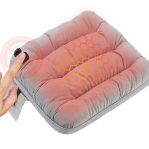 Elektrisches Graphen-Kissen mit USB-Heizung, für Bürostuhl oder Auto, 3 Temperaturstufen, Grau