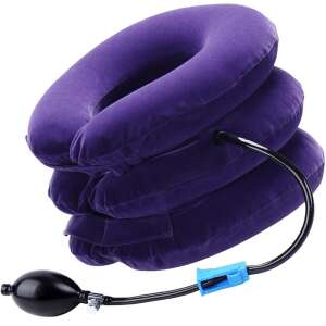 Weiche und aufblasbare Halskrause für Spondylose und Zervixhernie, verlängert und lindert Nackenschmerzen, Lila-Grau