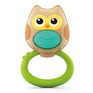 Hola Bagoly Csörgő, csecsemő csörgő játék, zöld és barna bagoly mintával - Csörgő
