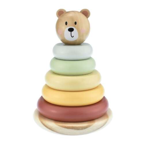 Tooky Toy fa macis gyűrűpiramis torony játék babáknak