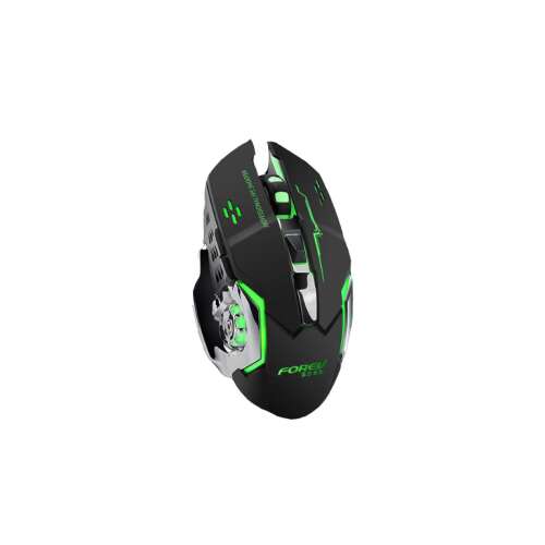 Mouse pentru gameri FOREV FV-W502, wireless, LED optic, 3200 DPI, baterie, micro USB, negru-verde