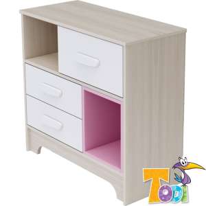 Todi Ice Cream 3 fiókos Komód - woodline #krém-rózsaszín 30312854