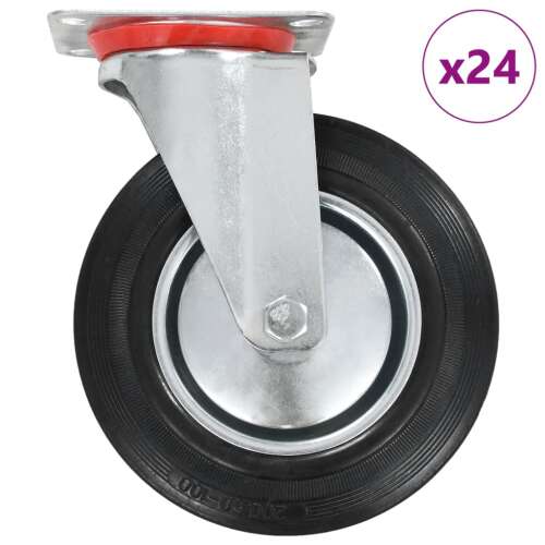 vidaXL 200 mm-es forgó kerék, fekete gumi, cink bevonatú acél, 180 kg teherbírás - Ipari kerék és görgő
