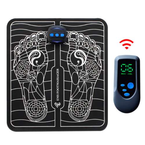 Intelligens EMS Talpmasszírozó IET-01, elektromos talpmasszírozó távirányítóval, fekete