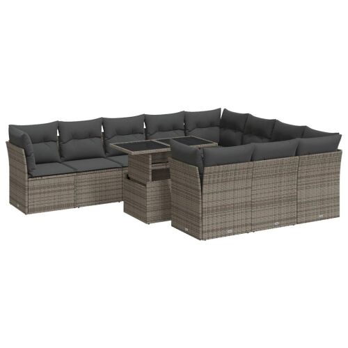 VidaXL 11 részes szürke polyrattan kerti ülőgarnitúra - Kerti ülőgarnitúra