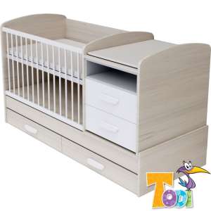 Todi Ice Cream kombi Kiságy pelenkázó komóddal 70x120cm #krém-szürke